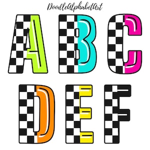 Checkered Alphabet PNG Bundle: Bright Color Letters (Digital Download)