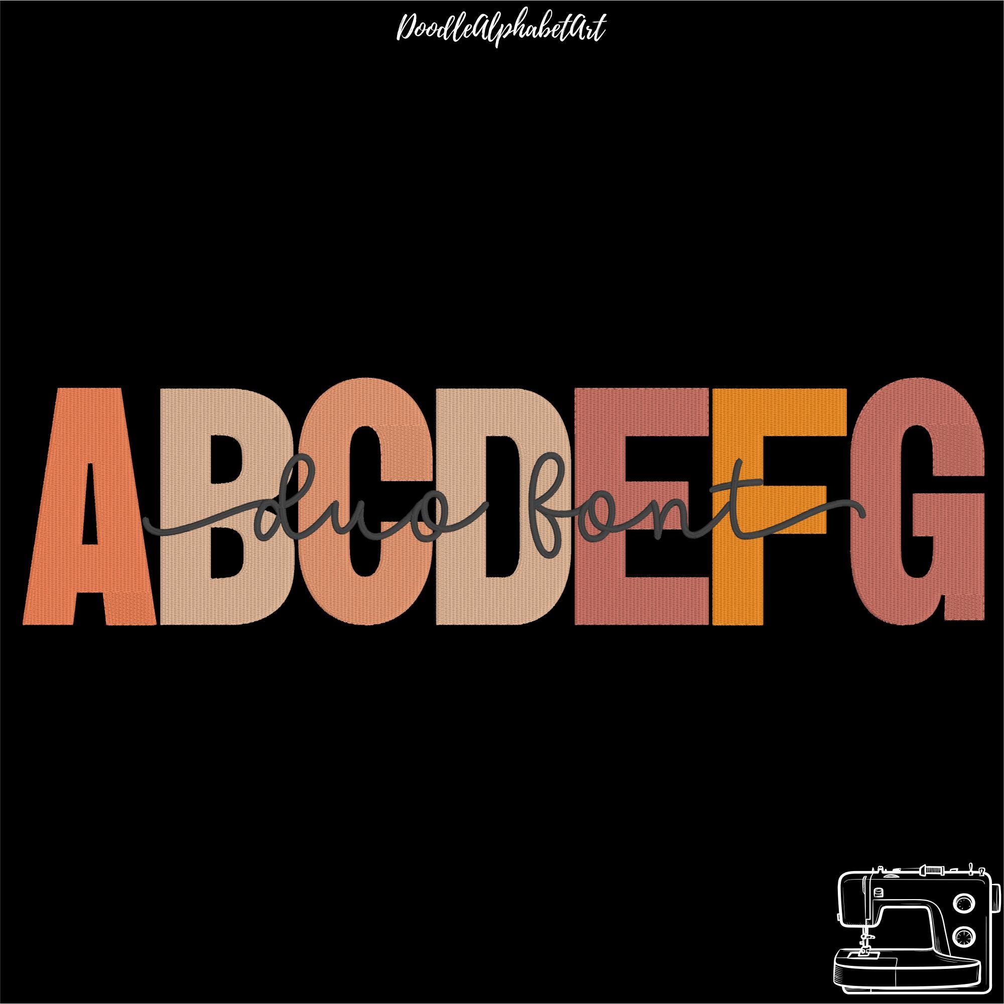 Strokemix Duo Font Embroidery | Duo Font BX Script & Block | Stroke ...