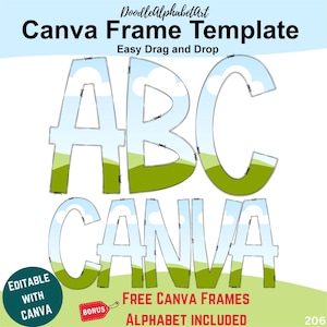 Scribble Outline Canva Frame Letters: Doodle Alphabet (Digital Download)
