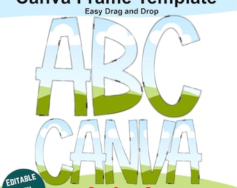 Scribble Outline Canva Frame Letters: Doodle Alphabet (Digital Download)