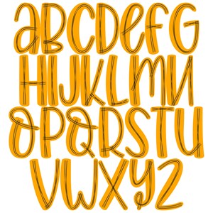 Boho Terracotta Scribble Letters PNG in 6 COLORS, Scribble Digital ...