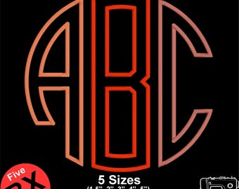 Circle Monogram Embroidery Font: 5 Sizes, BX Format (Digital Download