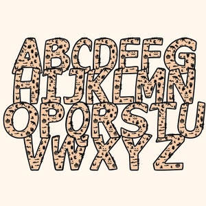 Halloween Leopard Alphabet Letters And Numbers Doodle PNG  - Halloween letters Alphabet Doodle PNG with ClipArt