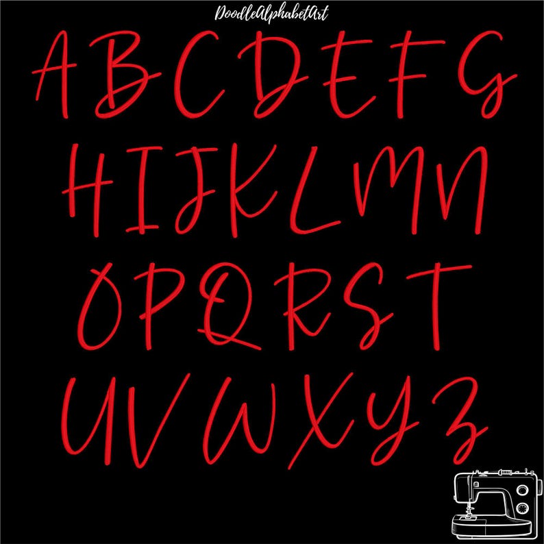 Satin Stitch Handwritten Script Embroidery Font BX, Cursive Machine ...