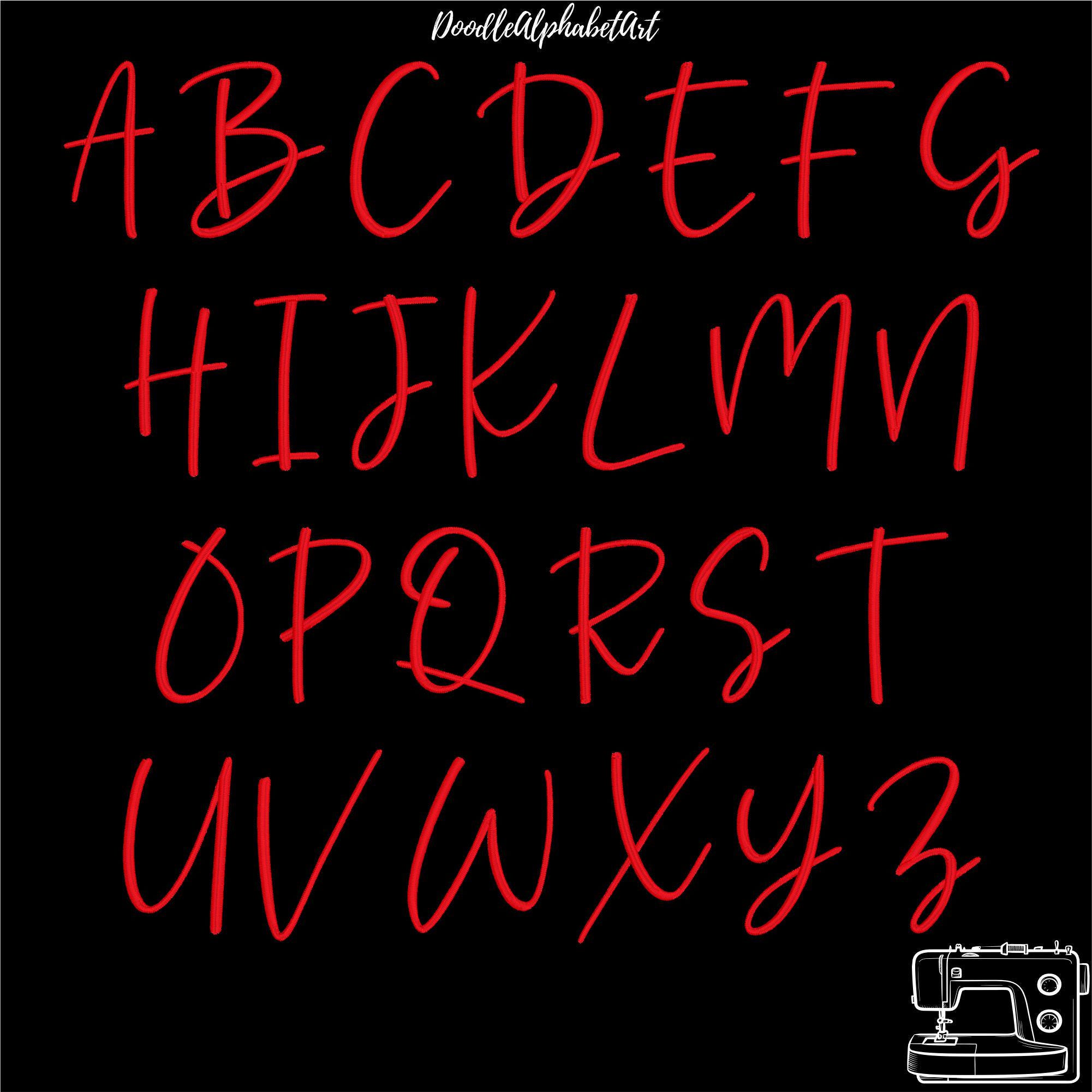 Satin Stitch Handwritten Script Embroidery Font BX, Cursive Machine ...