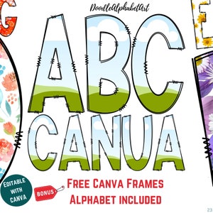 Letters Canva Frame Template Fill Your Own Letters, Easy Drag and Drop Photos, Patterns or colors