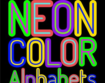Neon Color PNG Doodle Alphabet Bundle for DIY Crafts & Sublimation