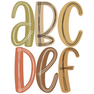 Scribble letters png in 6 COLORS, Boho Chic Digital Doodle Alphabet PNG Bundle, Hand Drawn Sublimation PNG Designs Digital Downloads