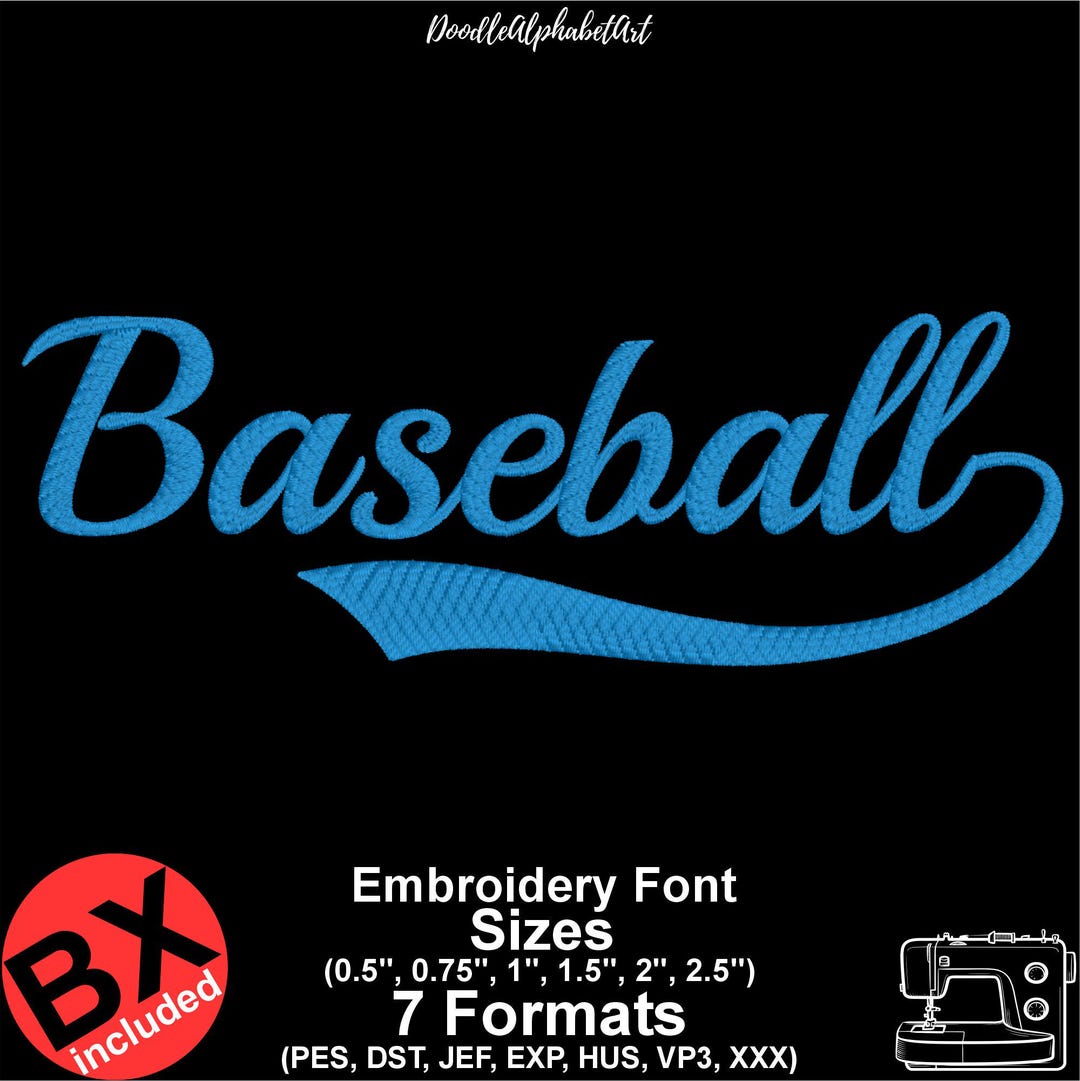 Baseball Embroidery Font | Sporty Script Jersey Letters for Machine ...