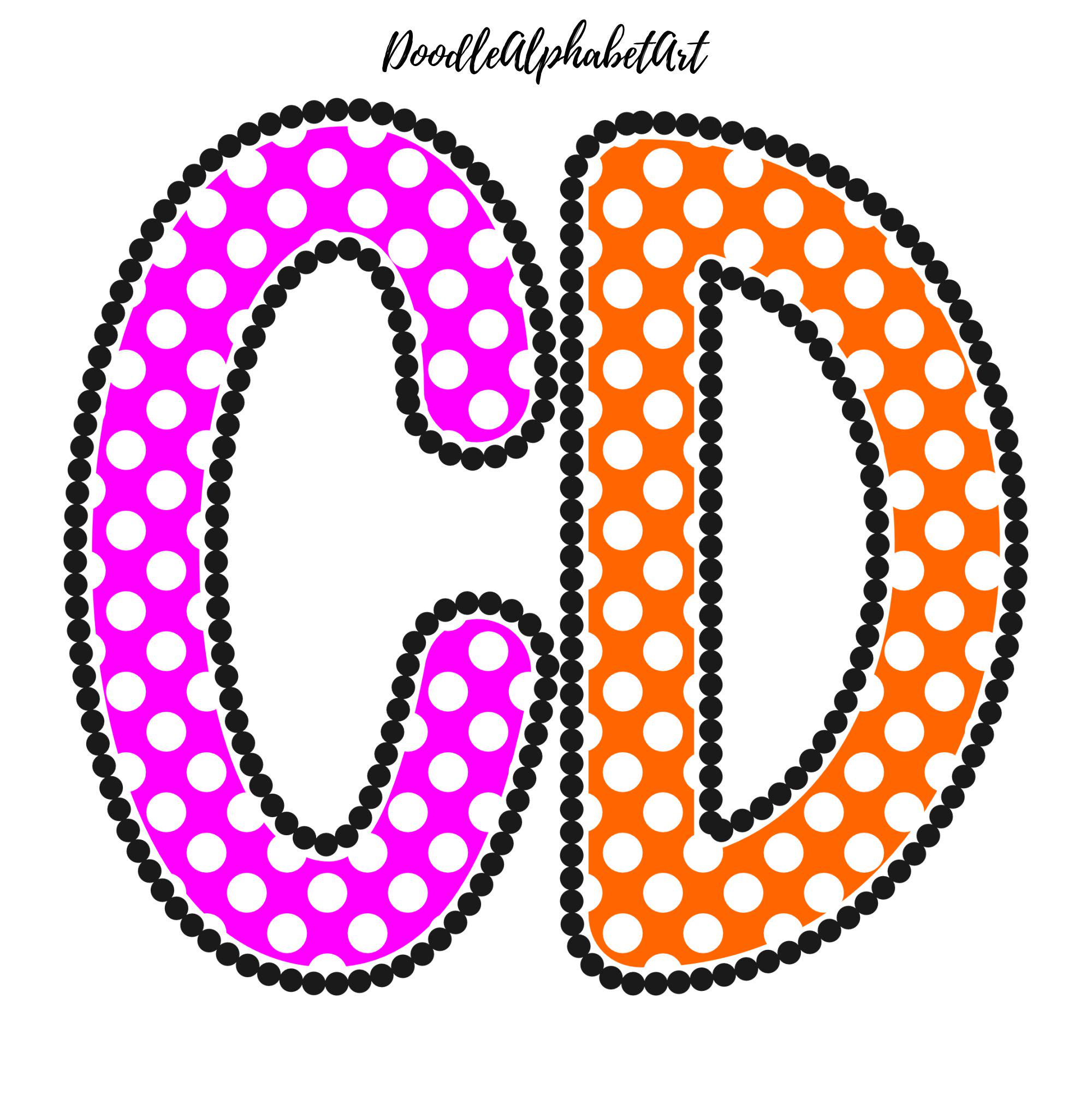 Dots Alphabet PNG Bundle: Bright Color Lettering Doodles (digital ...