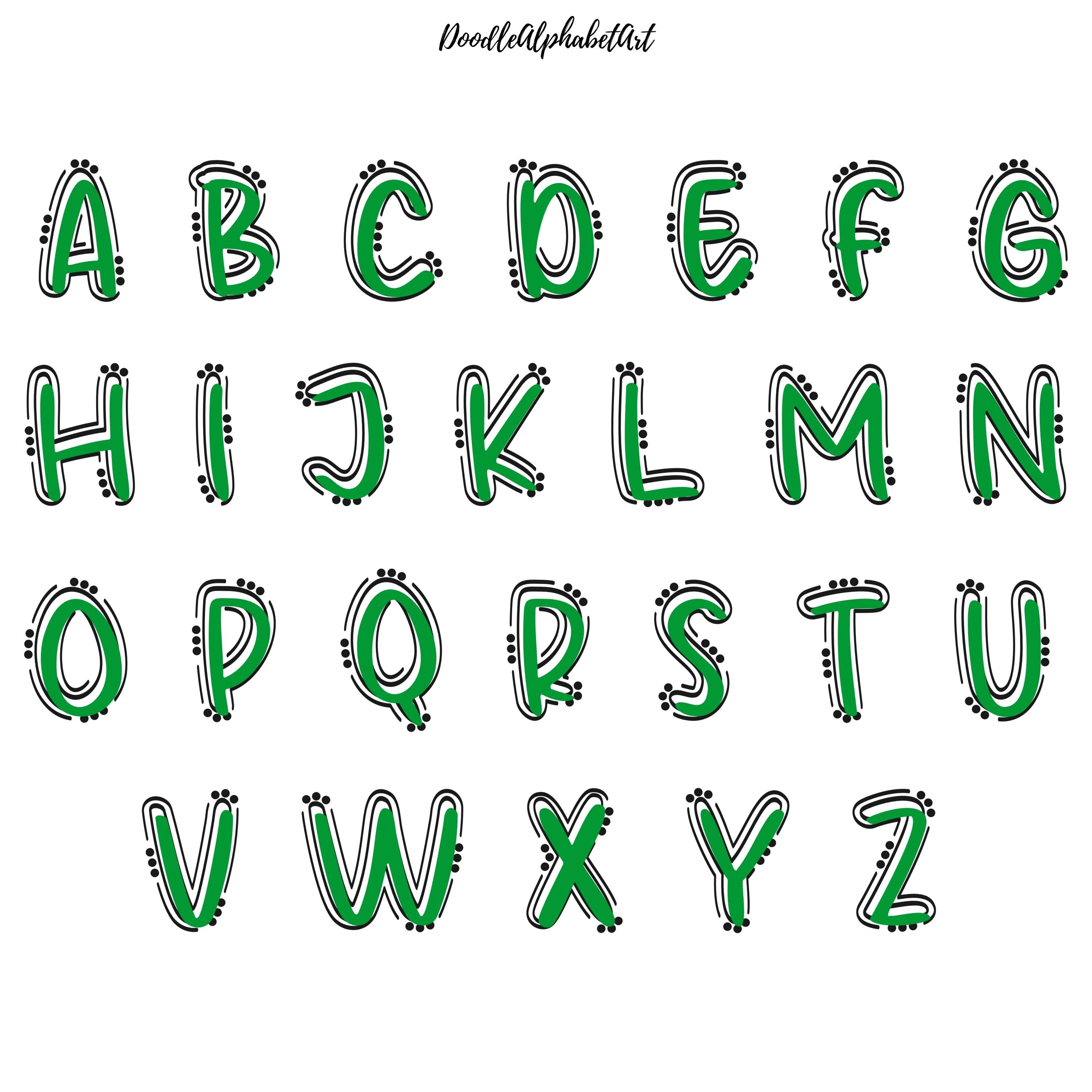 Blank Doodle Dots and Lines Alphabet Bundle PNG SVG PDF Eps Dxf +