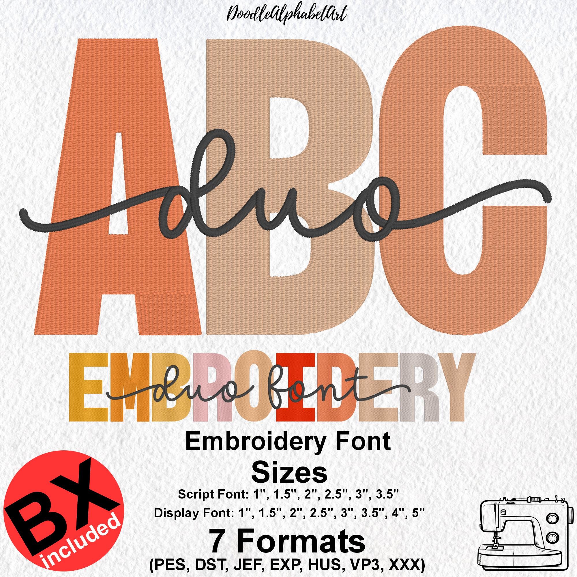 Strokemix Duo Font Embroidery | Duo Font BX Script & Block | Stroke ...