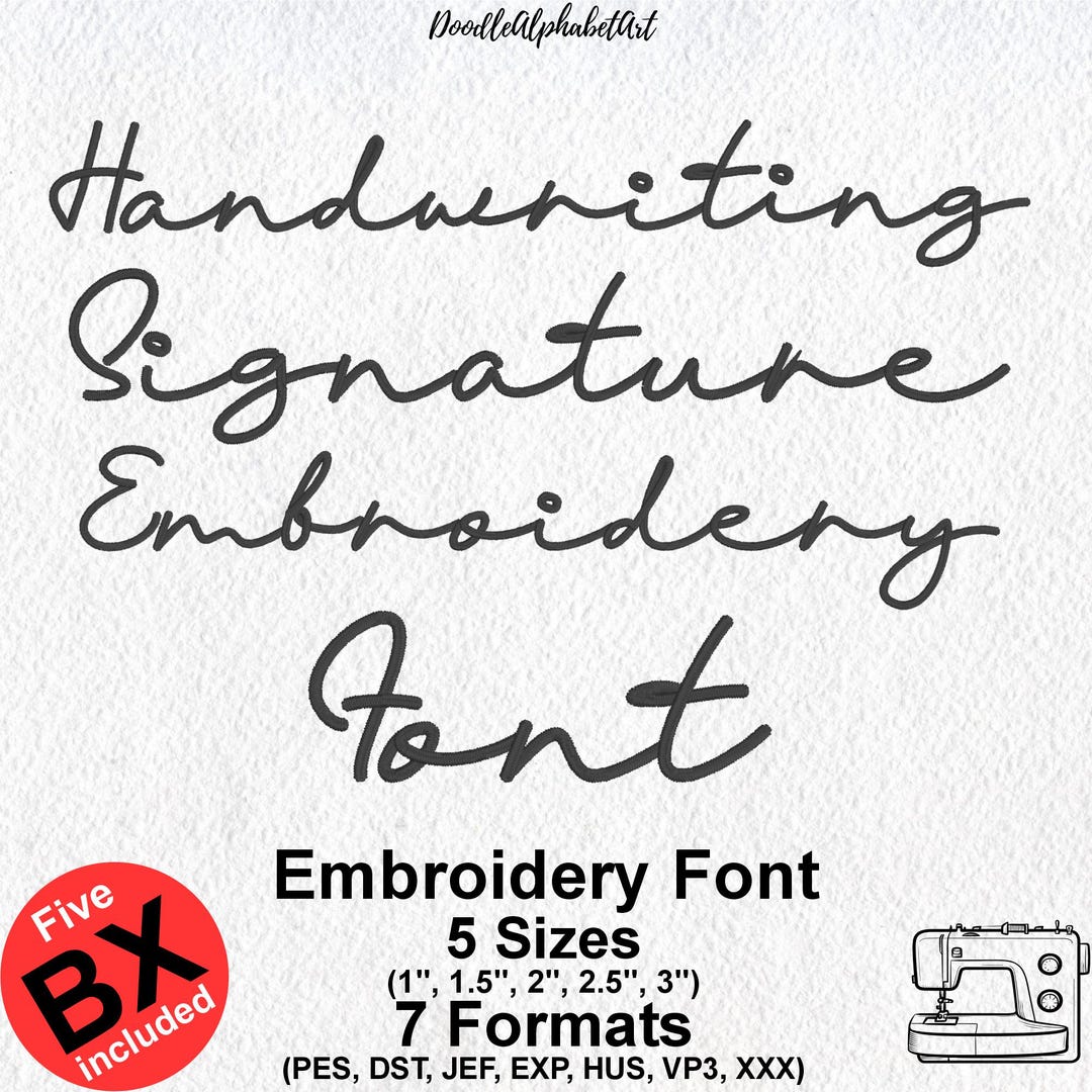 Signature Script Stitching Handwriting Signature Embroidery Font: Satin Stitch (digital Download ...