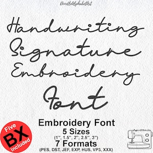 Handwriting Signature Embroidery Font: Satin Stitch (Digital Download)