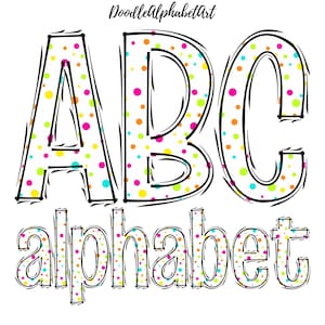 Colorful dots Alphabet PNG, Playful Bright spot letters PNG Bundle, Digital File Downloads Handwritten for DIY crafts & sublimation designs