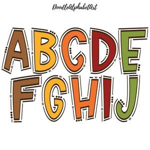Thanksgiving PNG Letters, Doodle Font PNG, Traditional Color Thanksgiving decor, Handwritten Font, Digital Downloads Thanksgiving Font PNG