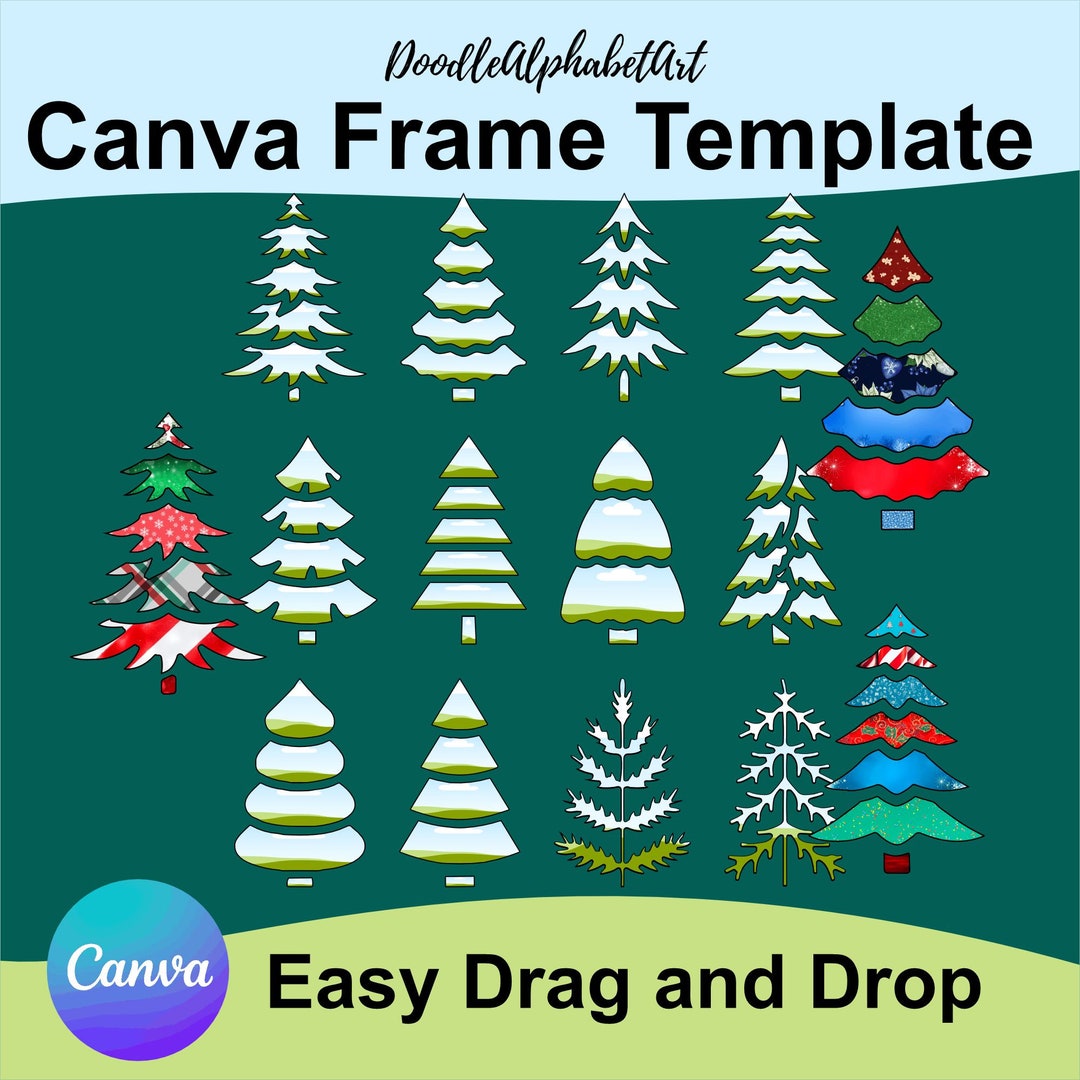 Christmas Tree Canva Frames Editable Frames Template in - Etsy