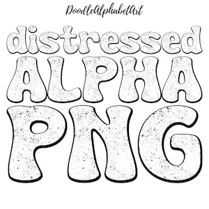 Distressed Alphabets PNG, Vintage Letters in White Background and Black Grunge Alphapack PNG, Instant Download Distressed Grunge Letters PNG