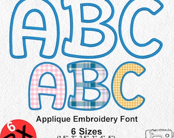 Satin Stitch Satin Applique Embroidery Font, 6 Sizes 7 Formats + 6 Native BX Font