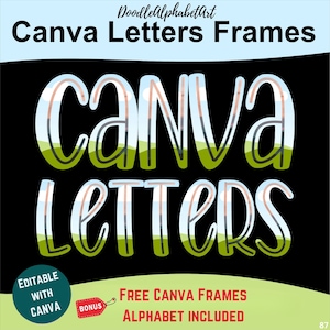 Canva Frame Letters, Centerline Doodle Alphabet Editable Canva Frame Easy Drag and Drop Photo, Patterns or Fill your Own colors Sublimation