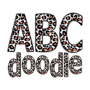 Leopard Alphabet Letters Sublimation PNG, animal print alphabet letters on a transparent background