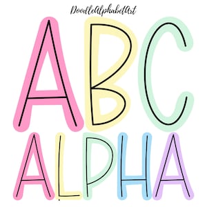 Black CenterLine Letters Uppercase PNG, Pastel Purple Color Scheme, Pastel Magenta, Light Lavender, ... Handwritten font Doodle Alphabet PNG