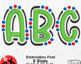 Playful Lines Embroidery Font: Satin Stitch, 6 Sizes (BX Fonts, Digital Download