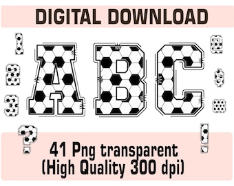 Soccer Doodle Alphabet PNG: Printable Soccer Letters PNG, Sublimation Designs (Digital Download)