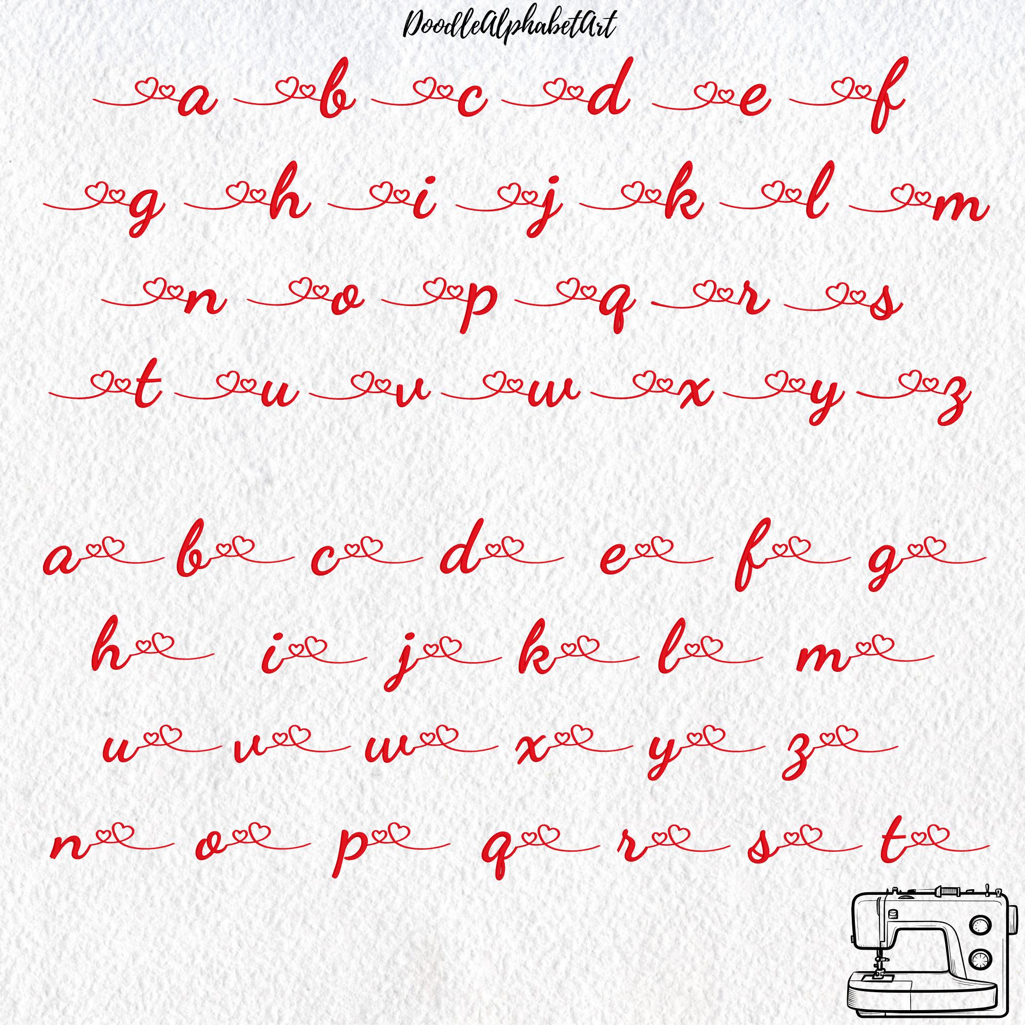 Dancing Script Hearts Stroke Monogram Satin Stitch Alphabet Embroidery ...