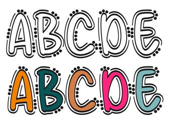 Blank Doodle Dots and Lines Alphabet Bundle PNG SVG PDF Eps Dxf +