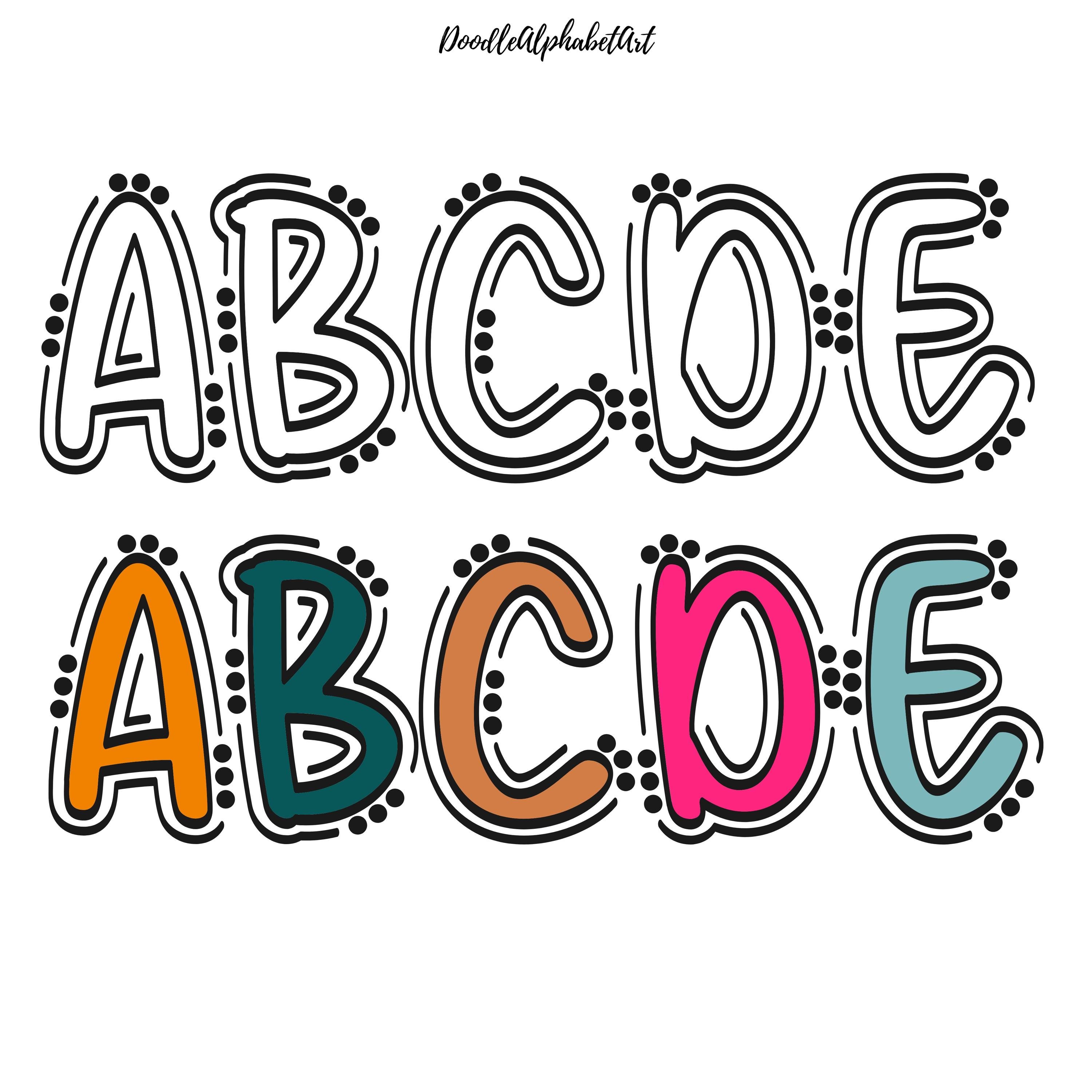 シジックス アルファベット ダイ タグ doodle dots 大文字 Blank Doodle Dots and Lines Alphabet Bundle PNG SVG PDF Eps Dxf +
