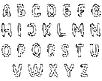 Blank Doodle Dots and Lines Alphabet Bundle PNG SVG PDF Eps Dxf +
