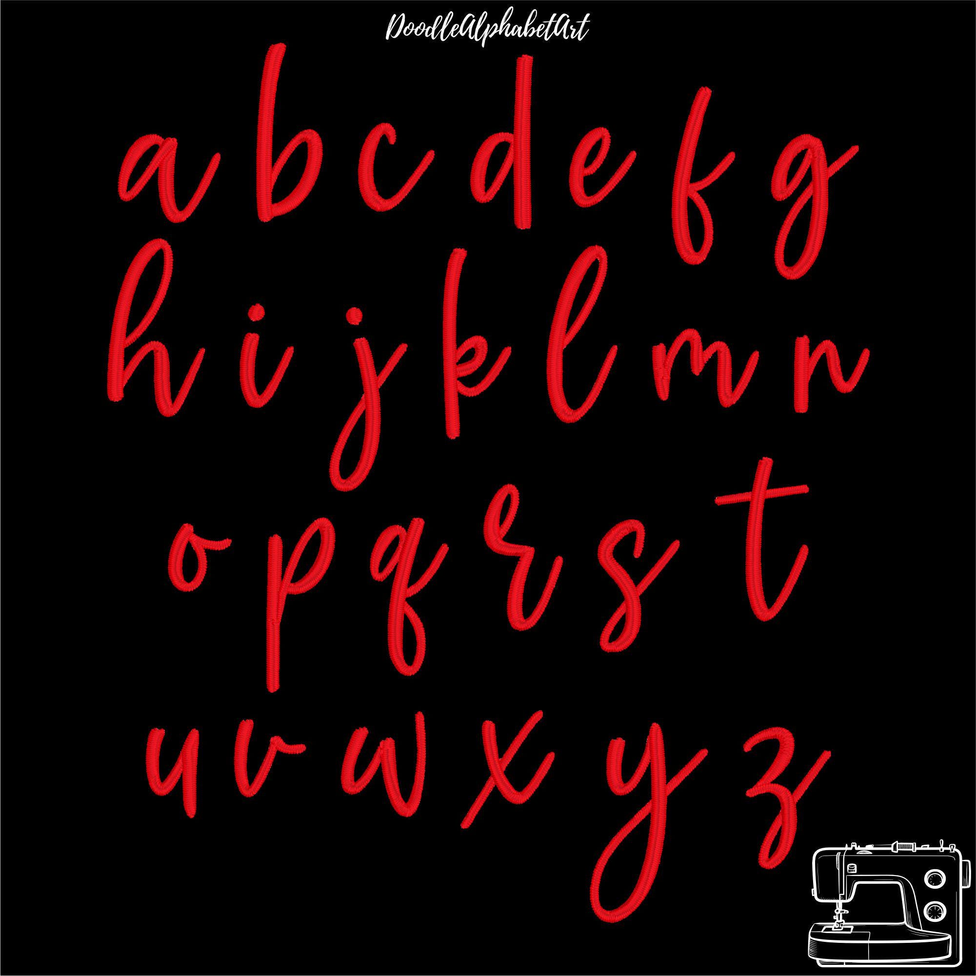 Satin Stitch Handwritten Script Embroidery Font BX, Cursive Machine ...