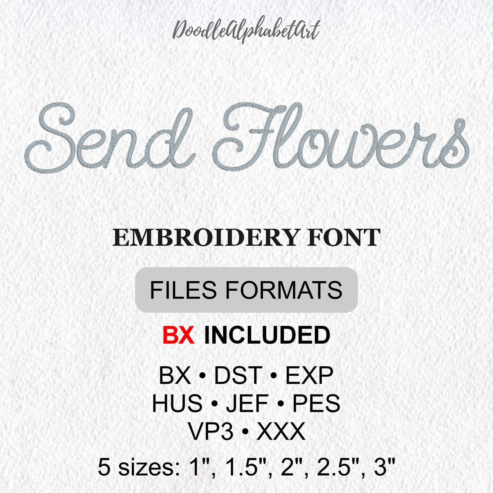 Flowers In Cursive Send Flowers Embroidery Font: Classic Cursive Script (7 Formats, 5 ...