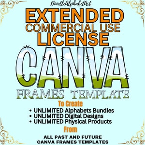 Extended Commercial Use License for Entire CANVA Frames Template Section: Alphabets, Mockups, Shapes, frames