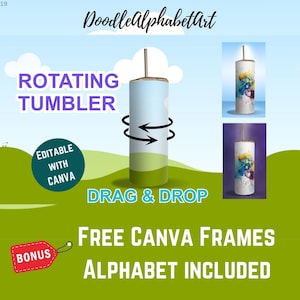Rotating Tumbler Mockups, Add Your Own Background, Animated 20oz Skinny Tumbler Canva Preset Mock Up Template