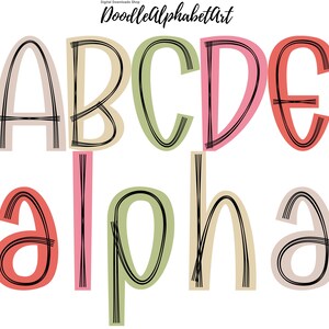 Scribble Alphabet Letters PNG: Hand-Drawn Doodle Font (Digital Download)