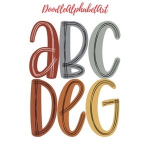 Scribble letters png in 6 COLORS : Mule Fawn, Mountain Mist, Dawn, Sepia Skin, Clay Brown, Tan | Desert Boho Doodle Alphabet PNG Bundle