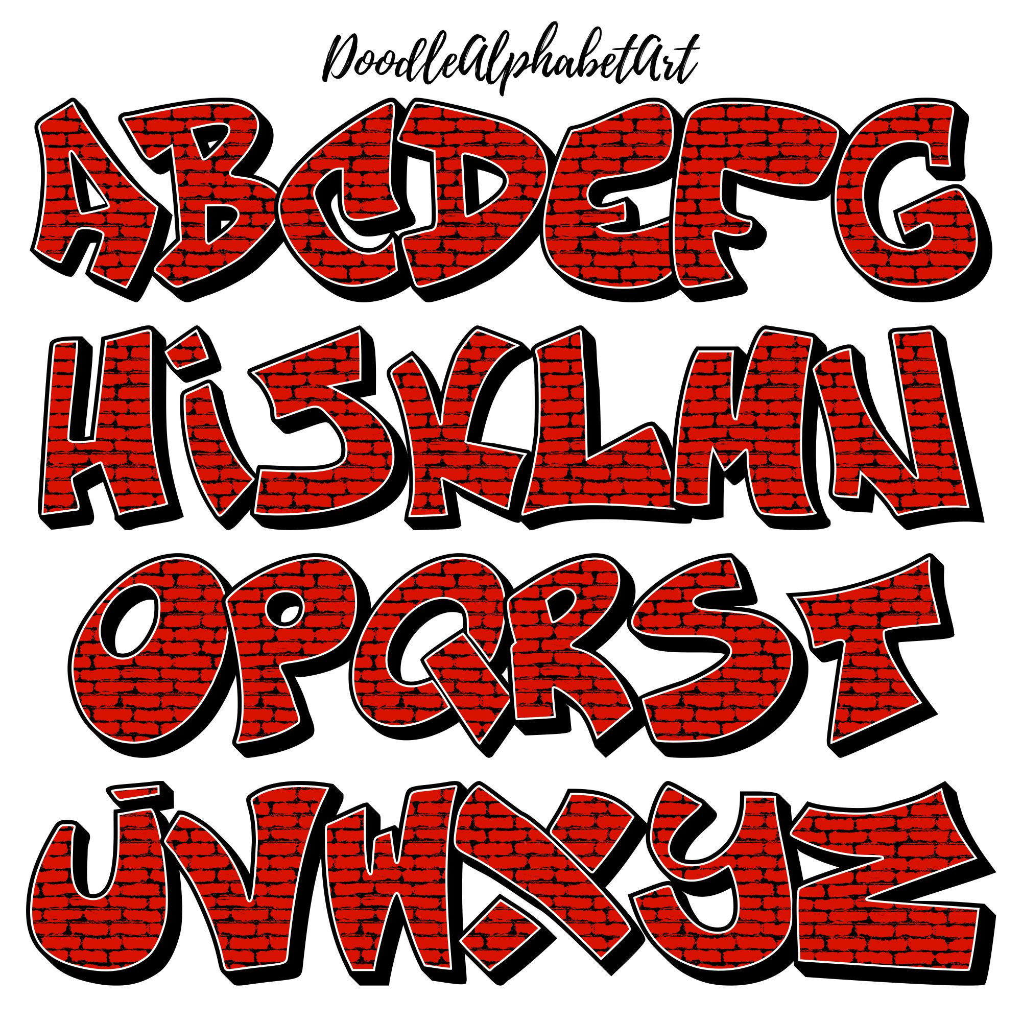 趣味 Graffiti alphabet Graffiti Alphabet PNG Bundle: Grunge Brick Style (digital Download