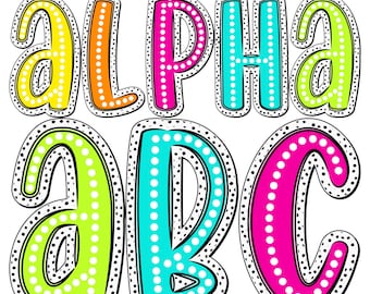 Dalmatian Spots Alphabet PNG Bundle: Doodle Polka Dot Letters (Digital Download)