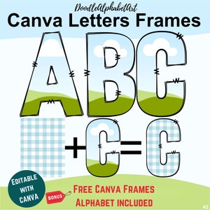 Doodle Alphabet Canva Frame: Uppercase Handwriting Font (Digital Download)