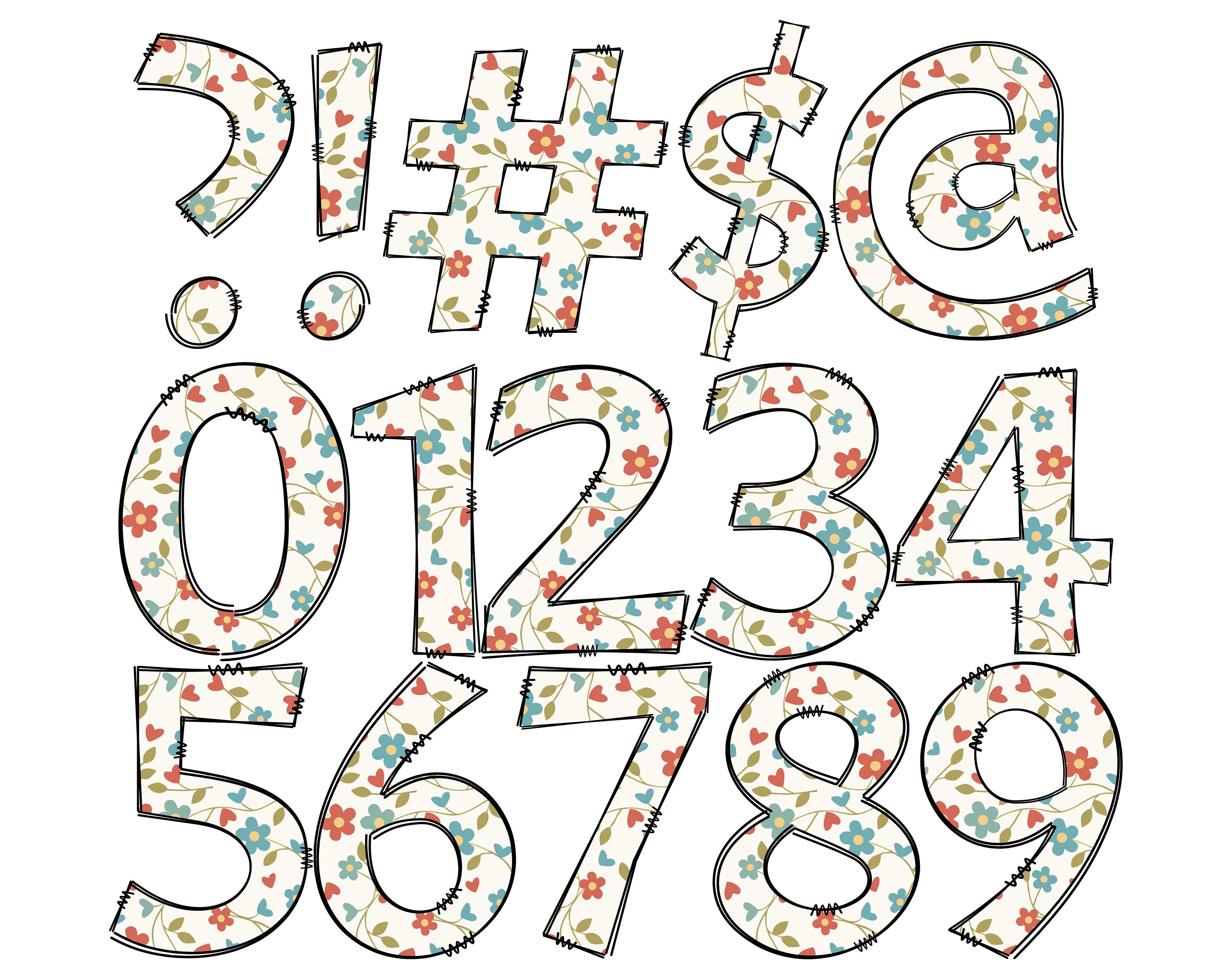 Floral Doodle Alphabet PNG: Hand-drawn Spring Flowers (digital Download ...