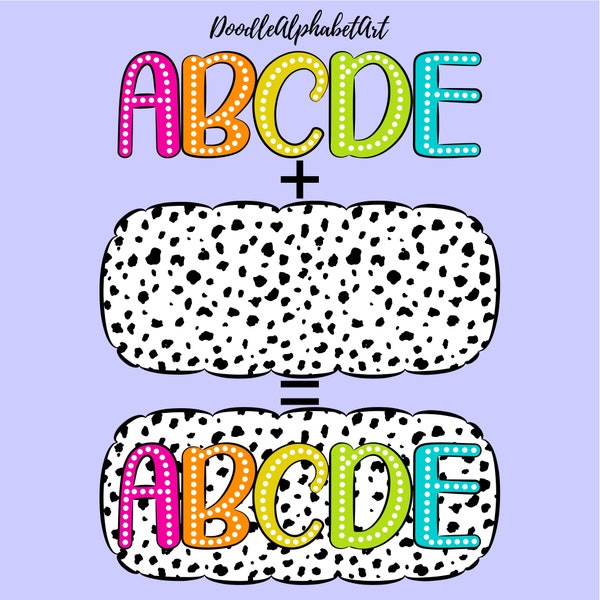 Dalmatian Dots Background PNG Bundle, 18 Dalmatian Background frame, Fill your own Doodle Letters, Digital Sublimation  for Tee crafting