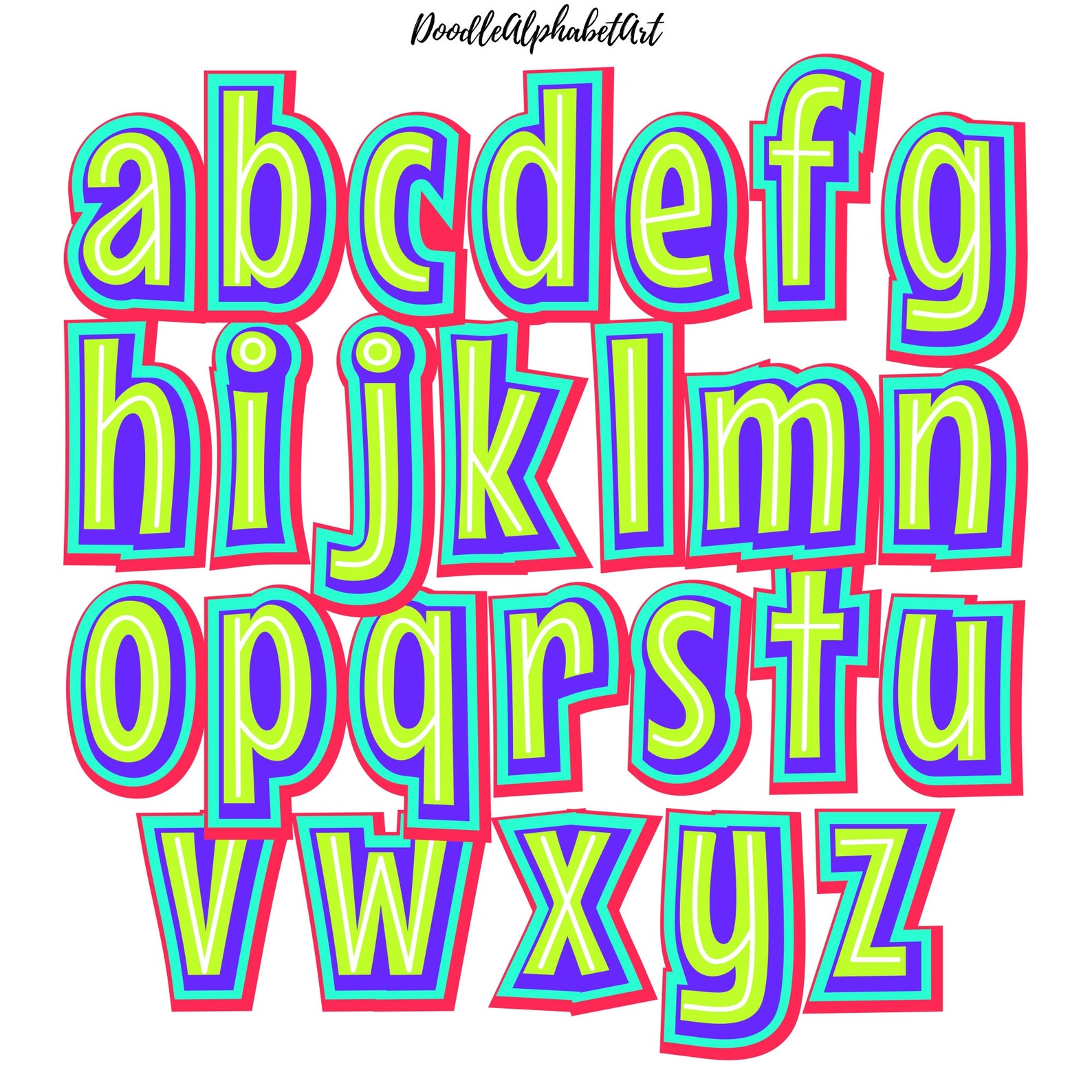 Funky Comic Letter PNG Bundle: Doodle Alphabet Art (digital Download ...