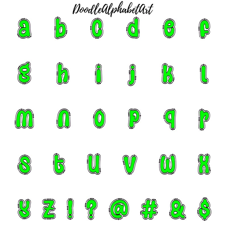 Preppy Lines and Dots Doodle Alphabet SVG PNG Bundle for Cricut & DIY ...