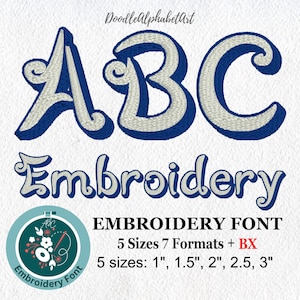 Susrawa Embroidery Font, 5 Sizes 7 Formats including PES and Dst + BX file, Machine Embroidery Design BX Instant Download for Crafters