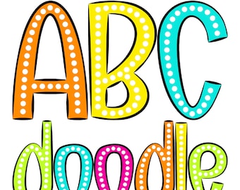 Dots Letters PNG Bundle, Bright Color Palette, 5 Alpha Sets, Marquee Letters PNG, Polka dot Alphabet, Sublimation printing Digital AlphaPack