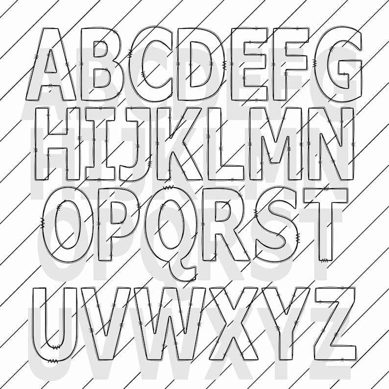 Doodle Letters Digital Alphabet PNG SVG With Transparent - Etsy