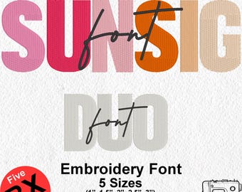 SunSig Duo Embroidery Font: Cursive & Display (Digital Download)