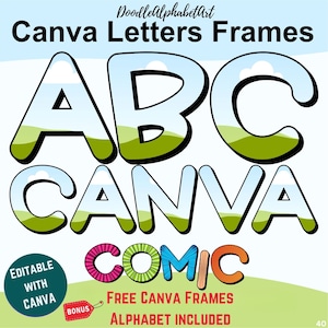 Comic Alphabet Canva Frames | Fun Handwritten Letters for Party Decor, DIY, Classroom... Block Shadow, Easy Drag and Drop, Instant Downloads